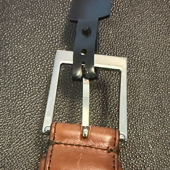 To Boot New York Adam Derrick Brown Tan Leather Belt with Silver Buckle Size 36 - Picture 13 of 13